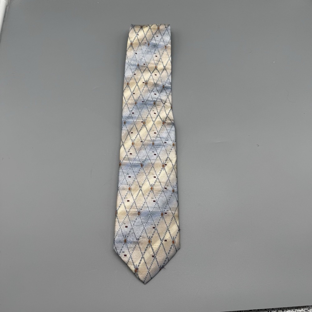 Brioni Silk Blue Silver Argyle Geometric Designer Neck Tie Luxury 60x3.5" Luxury